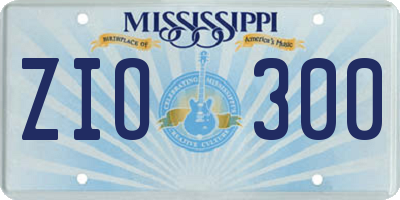 MS license plate ZIO300