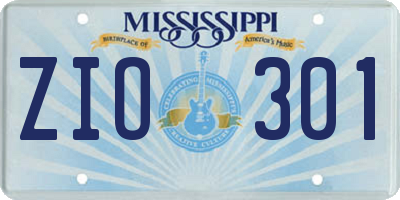 MS license plate ZIO301