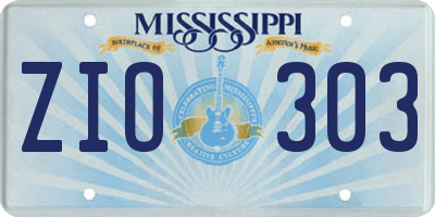 MS license plate ZIO303