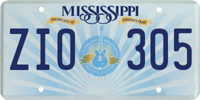 MS license plate ZIO305
