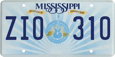 MS license plate ZIO310