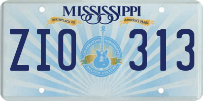 MS license plate ZIO313