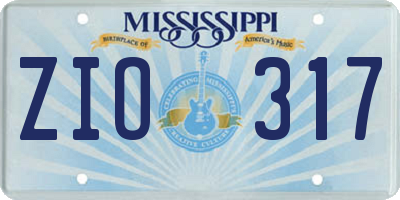 MS license plate ZIO317