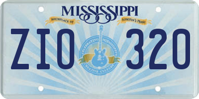 MS license plate ZIO320
