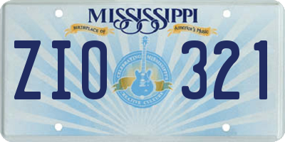 MS license plate ZIO321