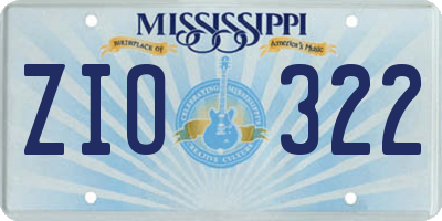 MS license plate ZIO322