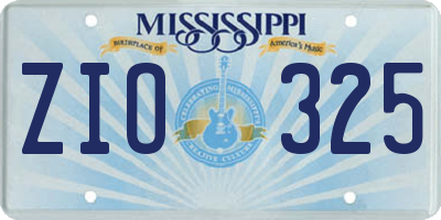 MS license plate ZIO325