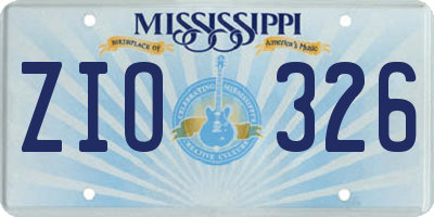 MS license plate ZIO326