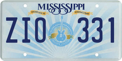 MS license plate ZIO331