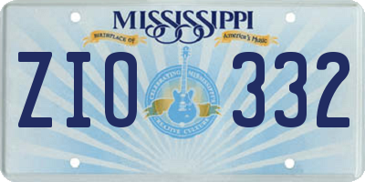 MS license plate ZIO332