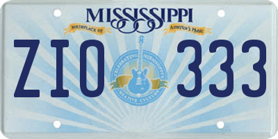 MS license plate ZIO333