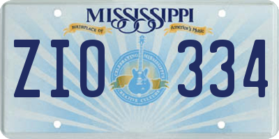 MS license plate ZIO334