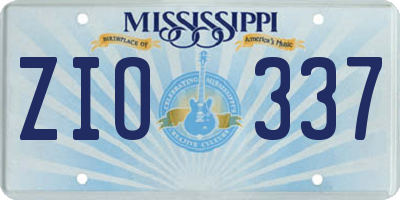 MS license plate ZIO337