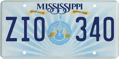 MS license plate ZIO340