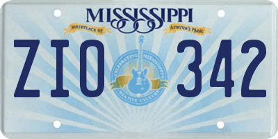 MS license plate ZIO342