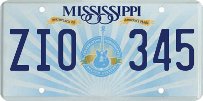 MS license plate ZIO345