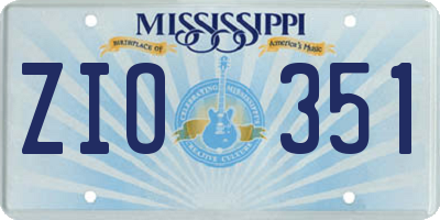 MS license plate ZIO351