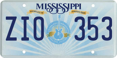 MS license plate ZIO353