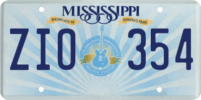 MS license plate ZIO354