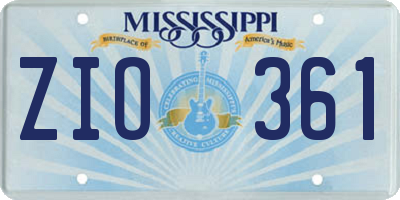 MS license plate ZIO361