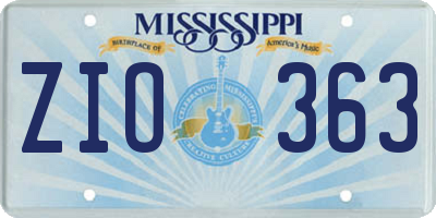MS license plate ZIO363
