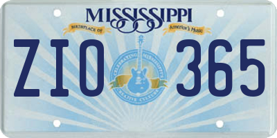 MS license plate ZIO365