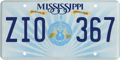 MS license plate ZIO367