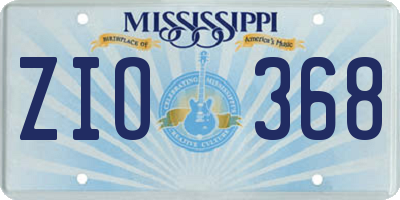 MS license plate ZIO368