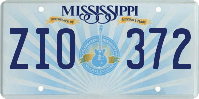 MS license plate ZIO372