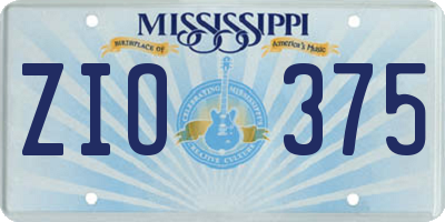 MS license plate ZIO375