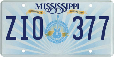 MS license plate ZIO377