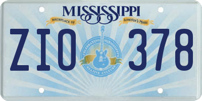 MS license plate ZIO378