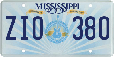 MS license plate ZIO380