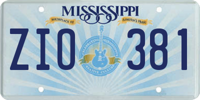MS license plate ZIO381
