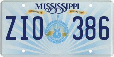 MS license plate ZIO386