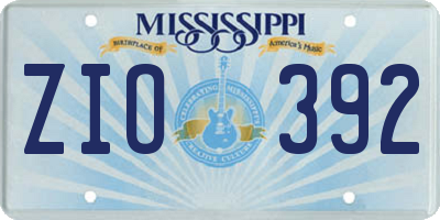 MS license plate ZIO392