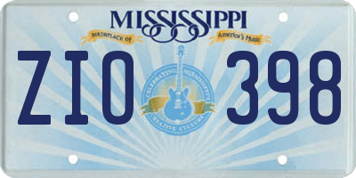 MS license plate ZIO398