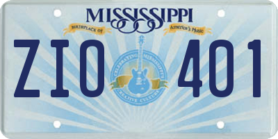 MS license plate ZIO401