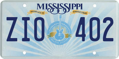 MS license plate ZIO402