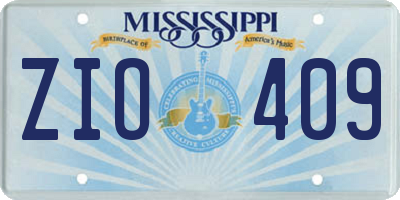 MS license plate ZIO409