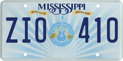 MS license plate ZIO410