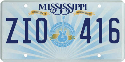 MS license plate ZIO416