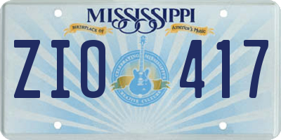 MS license plate ZIO417