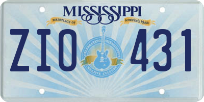 MS license plate ZIO431