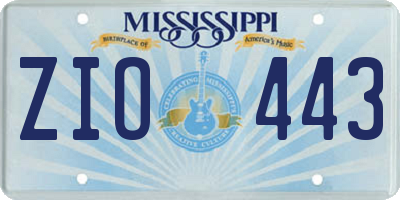 MS license plate ZIO443
