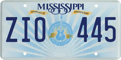 MS license plate ZIO445