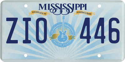 MS license plate ZIO446