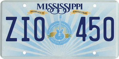 MS license plate ZIO450