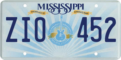 MS license plate ZIO452