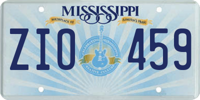 MS license plate ZIO459